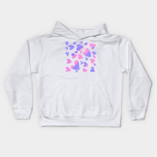 Purple pink watercolor heart pattern Kids Hoodie